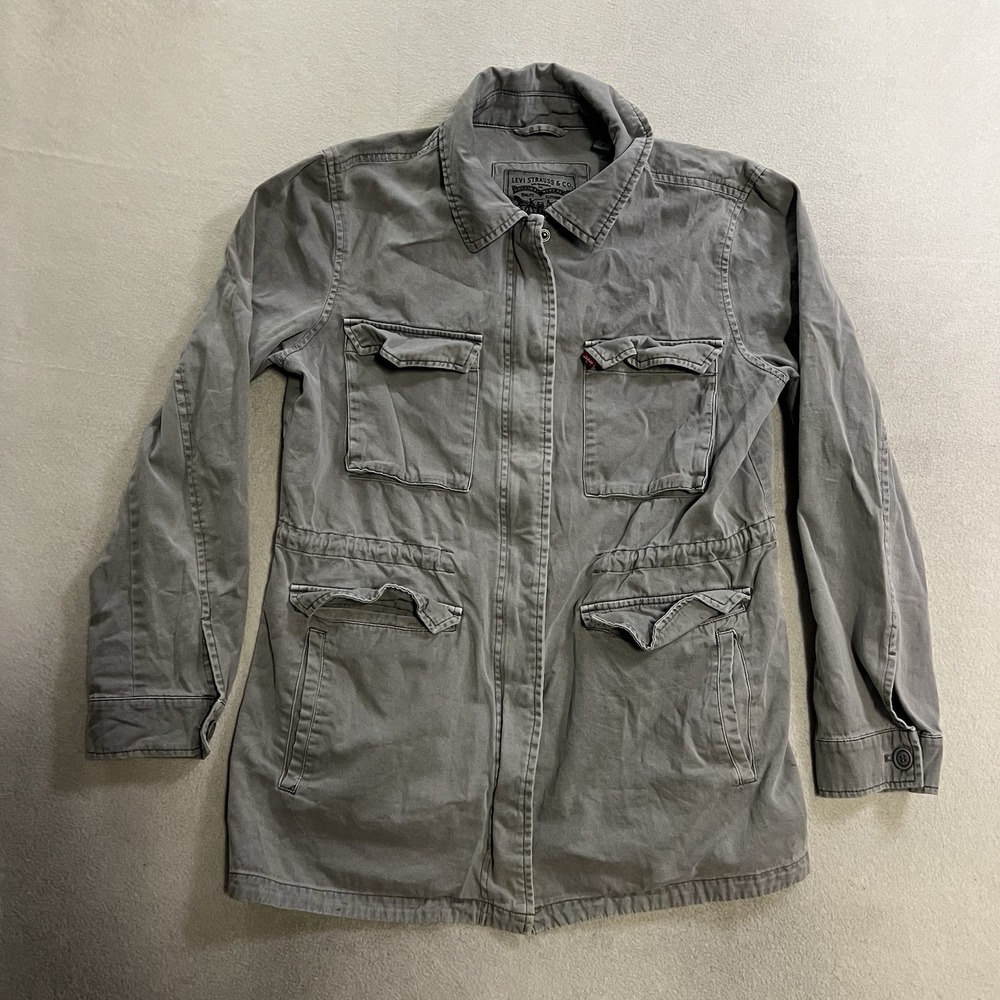 Levis Jacket Women's Size Medium Gray Utility Field Cotton Military Pockets